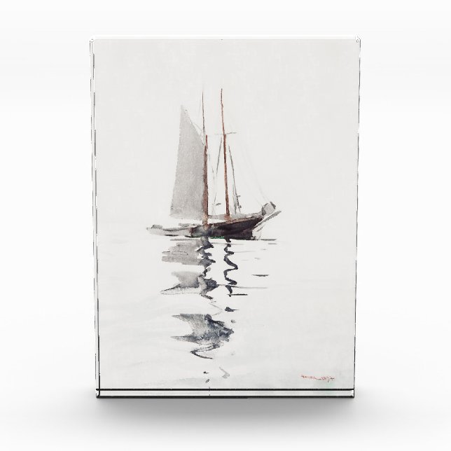 Bloc Photo Schooner à deux mâts avec Dory par Winslow Homer (Devant)