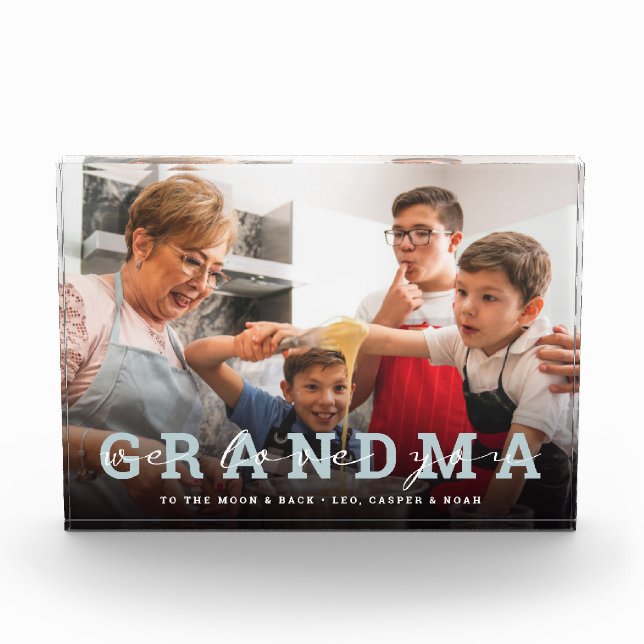 Bloc Photo Script moderne 'We Love You - Grand-mère' Photo en (Devant)