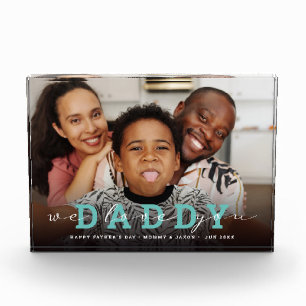 Bloc Photo Script moderne 'We Love You - Papa' Photo en verre