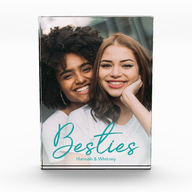 Bloc Photo Script Turquoise personnalisé (Devant)