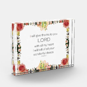 Bloc Photo Scripture Psaume 9, Floral