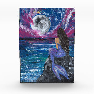 Bloc Photo Sirène au clair de lune, œuvre d'art faite à la ma