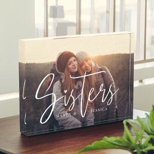 Bloc Photo Sisters Script typographique superposition souveni