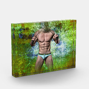 Bloc Photo SlipperyJoe's homme adulte très musclé torse nu