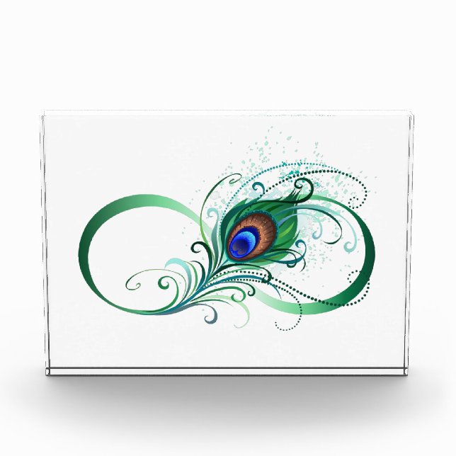 Bloc Photo Symbole d'infini avec plume de paon (Devant)