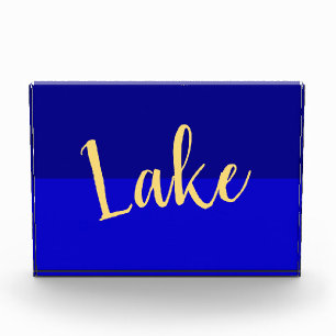 Bloc Photo Texte de script de lac moderne bleu royal profond