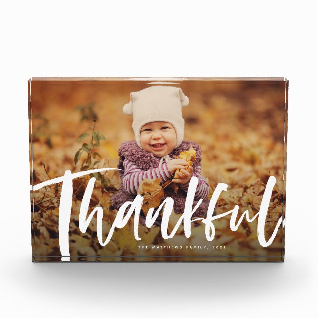 Bloc Photo Thanksgiving remerciant script de brosse moderne (Devant)