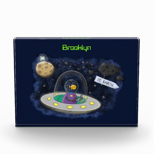 Bloc Photo Un joli poisson heureux dans l'espace dessin animé (Devant)