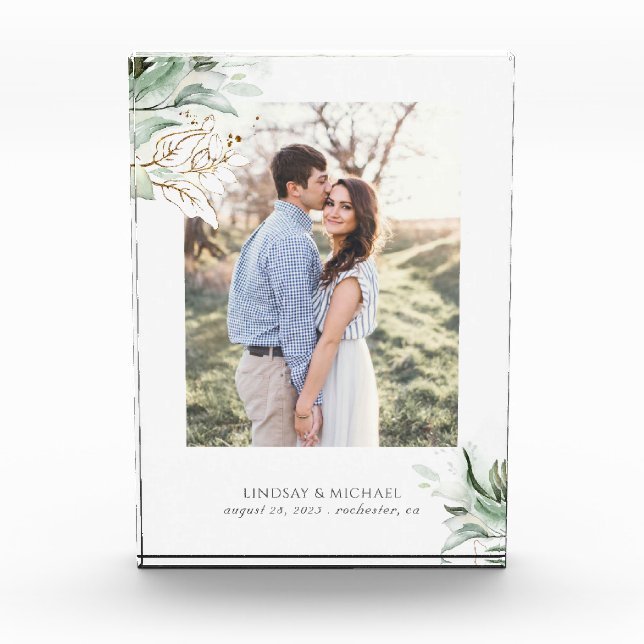 Bloc Photo Verdure or Feuille Romantique Élégant (Devant)