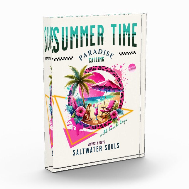 Bloc Photo Vibes d'été, design léopard rose pour les jours de (Gauche)