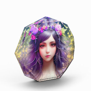 Bloc Photo Vintage Mucha Style Belle femme Portrait