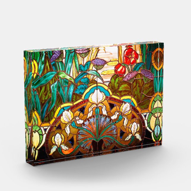 Bloc Photo Vitrail Art nouveau fleuri (Gauche)
