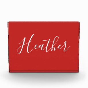 Bloc Photo Votre script blanc personnalisé en rouge