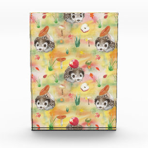 Bloc Photo Watercolor hedgehog with mushrooms and apple