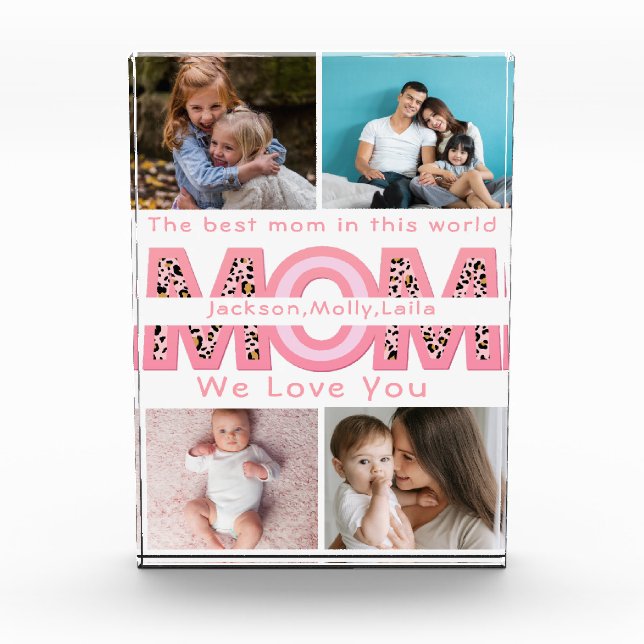 Bloc Photo We Love You Mom Pink Minimalist 6 Collage photo (Devant)