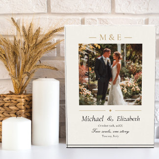 Bloc Photo Wedding Photo Elegant Ivory Gold Modern Custom