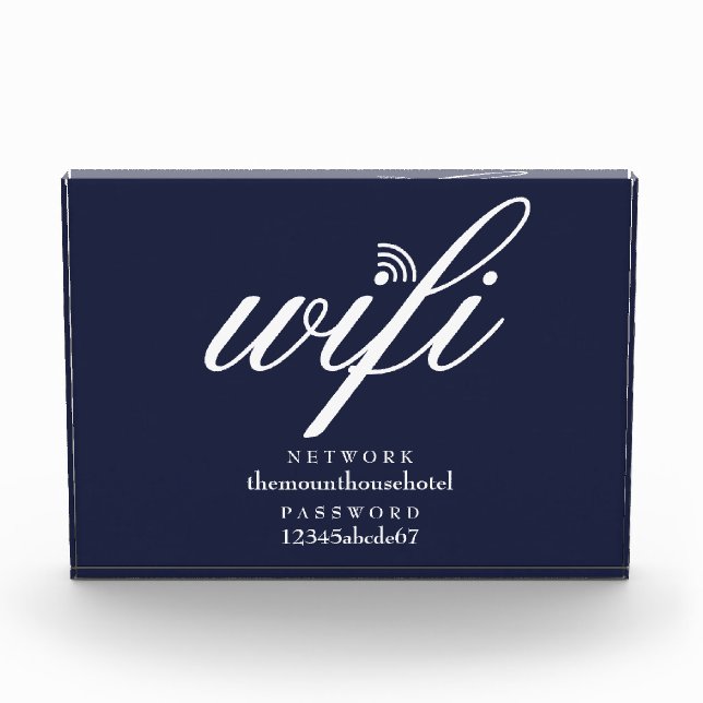 Bloc Photo Wifi Network and Password Sign Navy Blue (Devant)