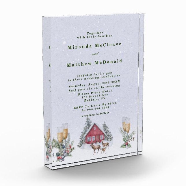 Bloc Photo Winter Wonderland Keepsaké Mariage Invitation (Gauche)