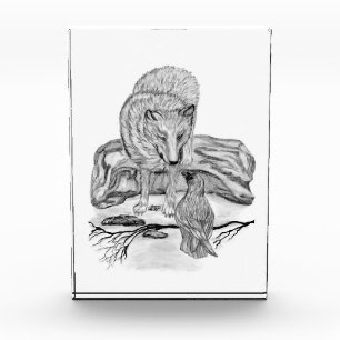 Bloc Photo Wolf and Raven black and white design