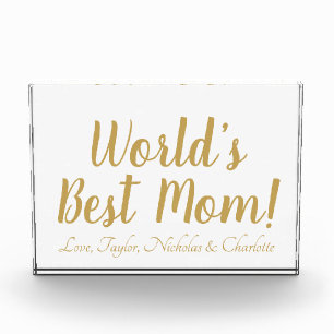Bloc Photo World’s Best Mom gold custom script mignon