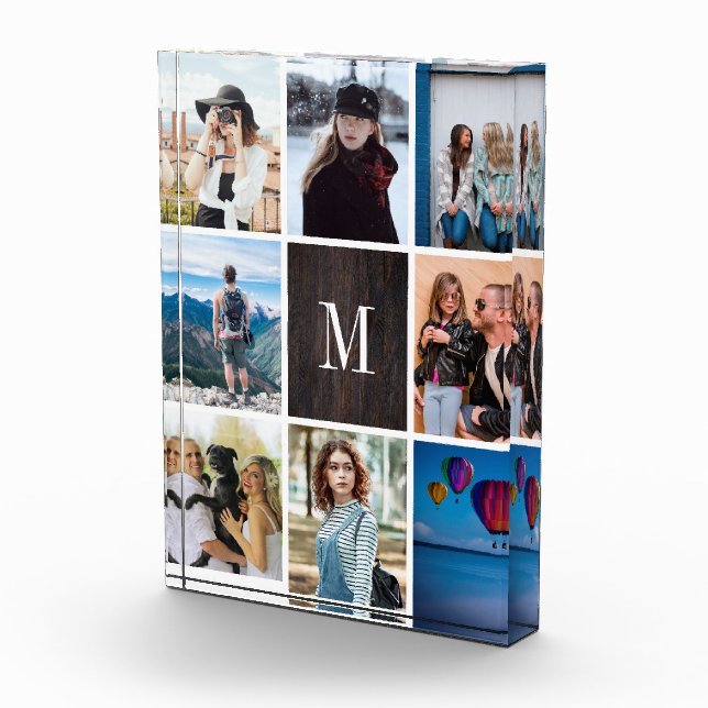 Bloc rustique de photo de monogramme de collage de (Droite)