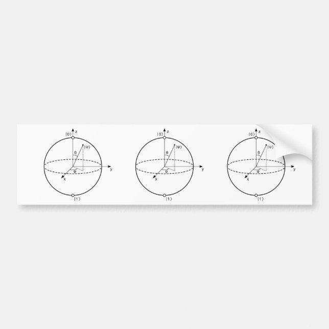Bloch Sphere | Quantum Bit (Qubit) Physics / Math Bumper Sticker (Front)