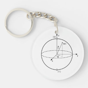 Bloch Sphere   Quantum Bit (Qubit) Physics / Math Keychain