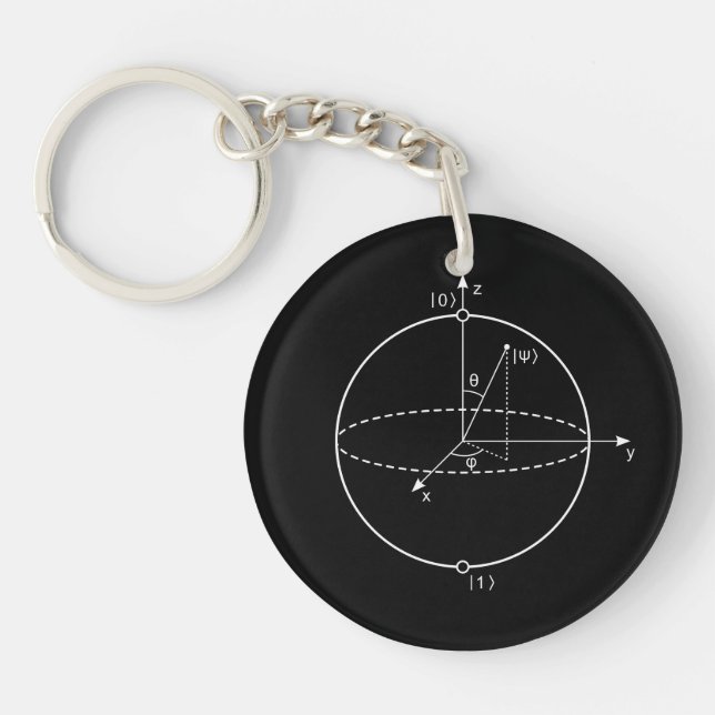 Bloch Sphere | Quantum Bit (Qubit) Physics / Math Keychain (Front)