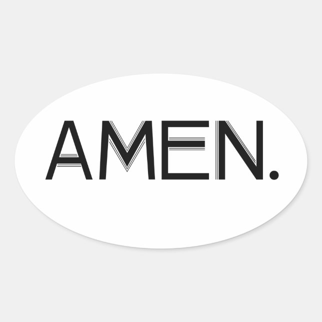 Block Amen Black Font Oval Sticker (Front)