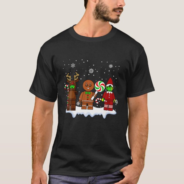 Block Brick Building Figure Christmas Master Build T-Shirt (Front)