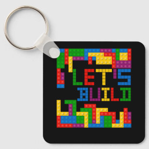 Block Brick Building Let's Build Master Builder Pu Keychain
