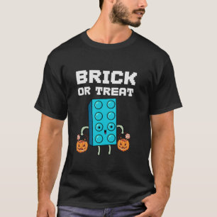 Block Building Halloween Brick Or Treat Kids Maste T-Shirt