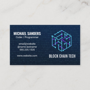 Block Chain Tech Logo Binary Code Business Card