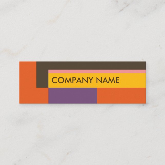 Block Design Mini BC, Orange Brown Mini Business Card (Front)