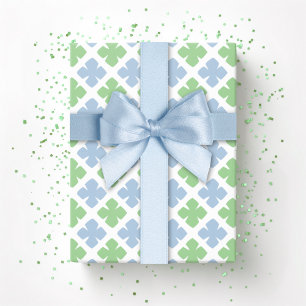 Block Diamond Clover in Slate and Green Wrapping Paper