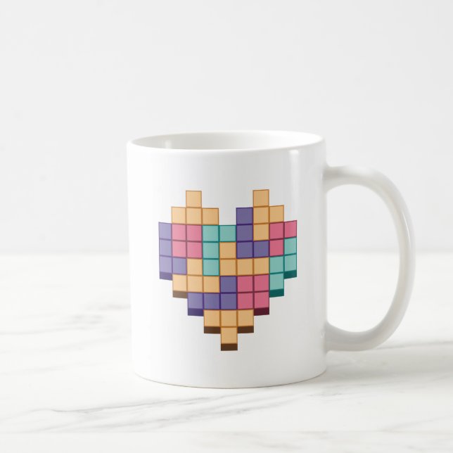 Block Game Heart Retro Style Coffee Mug (Right)