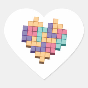 Block Game Heart Retro Style Sticker