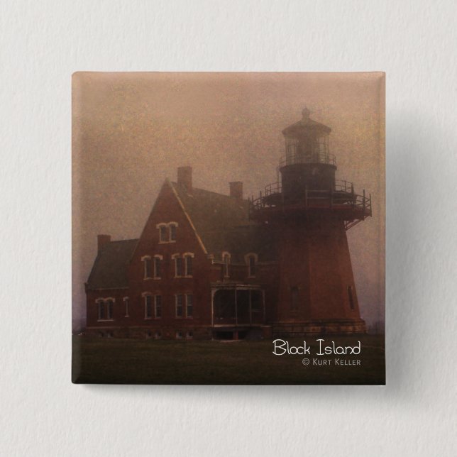 Block Island 2 Inch Square Button (Front)