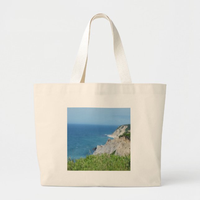 Block Island Bluffs - Block Island, Rhode Island Large Tote Bag (Front)
