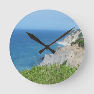 Block Island Bluffs - Block Island, Rhode Island Round Clock