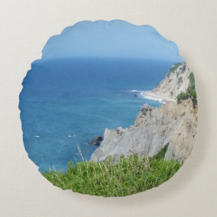 Block Island Bluffs - Block Island, Rhode Island Round Pillow