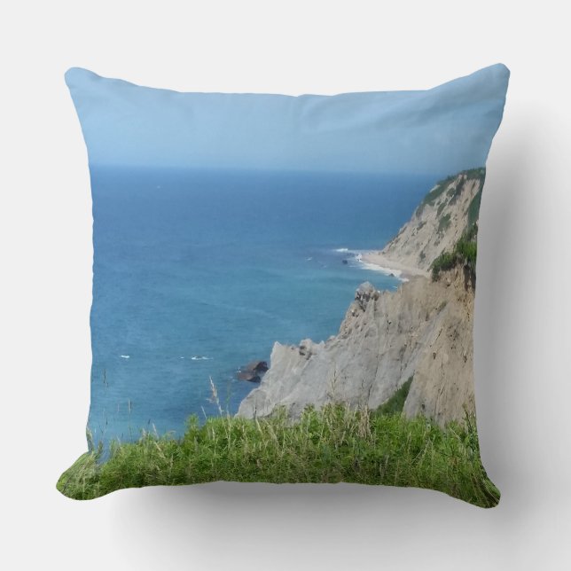 Block Island Bluffs - Block Island, Rhode Island Throw Pillow (Front)
