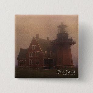 Block Island Lighthouse 2 Inch Square Button