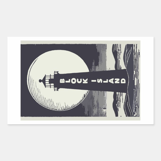 Block Island Lighthouse Rhode Island Moon Sticker (Front)