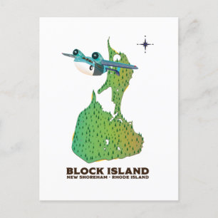 block island New Shoreha ,Rhode Island Button Postcard