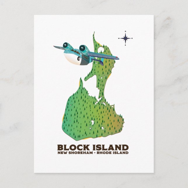 block island New Shoreha ,Rhode Island Button Postcard (Front)