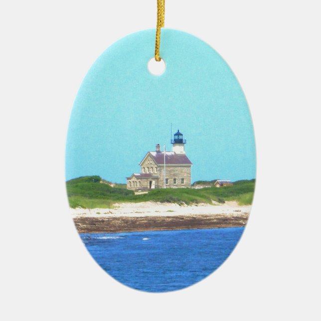 Block Island North Light Ceramic Ornament (Front)