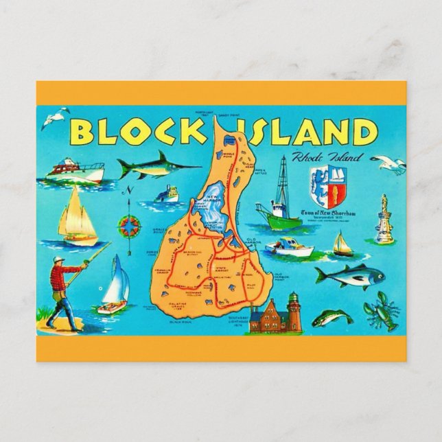 Block Island Rhode Island Postcard (Front)