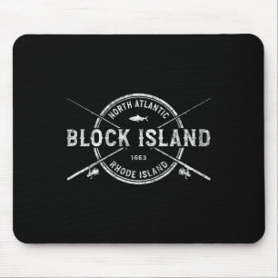 Block Island Ri Vintage Crossed Fishing Rods  Mouse Pad