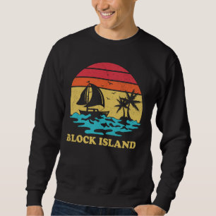 Block Island Sailing Vintage Palm Tree Sailboat Sa Sweatshirt